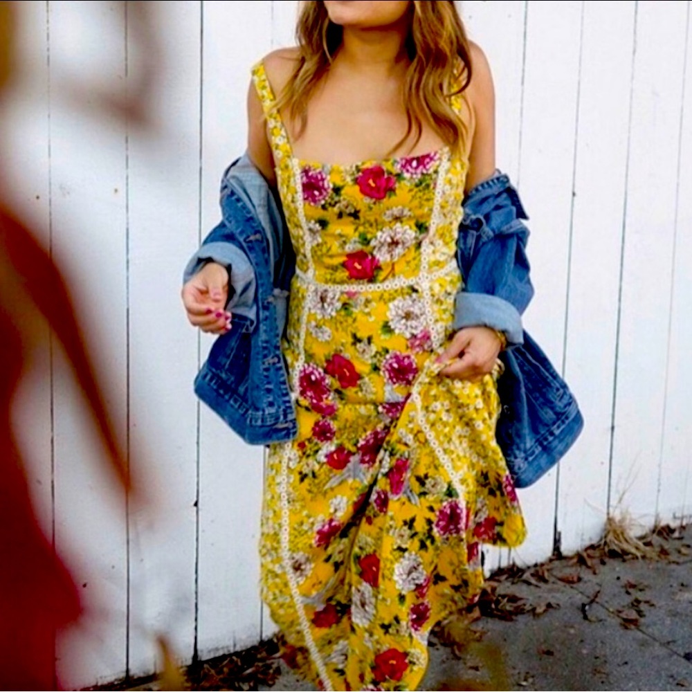 FARM RIO ANTHROPOLOGIE Farm Rio Cantonal Maxi Yellow Dress Size SP
